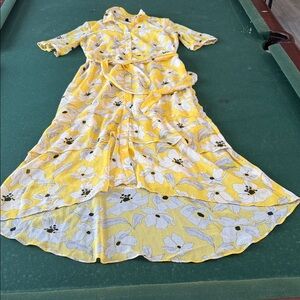 Banana Republic Yellow Floral High Low Dress